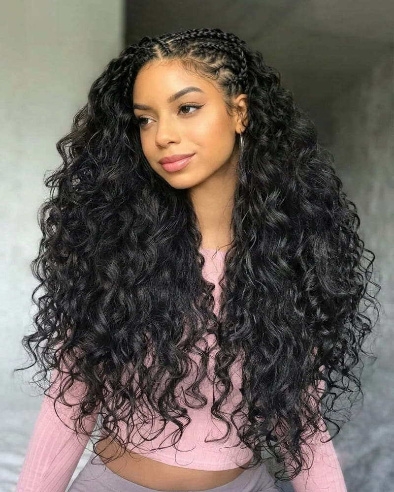 Arabella Deep Wave Feather Crochet Hair Natural Black Hair Extensions Pre-Separated Lightweight Miracle Knots
