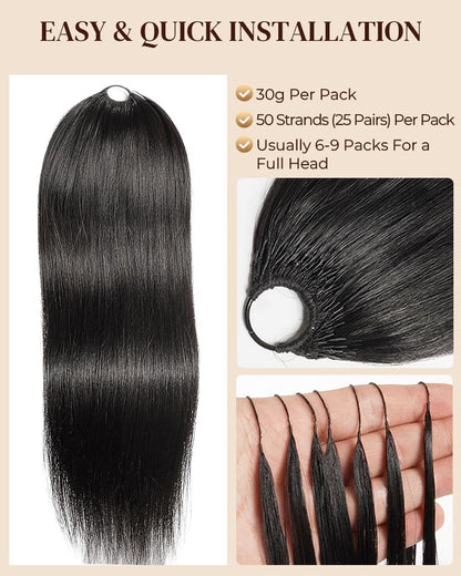 Arabella Silky Straight Feather Crochet Hair Natural Black Hair Extensions Pre-Separated Lightweight Miracle Knots
