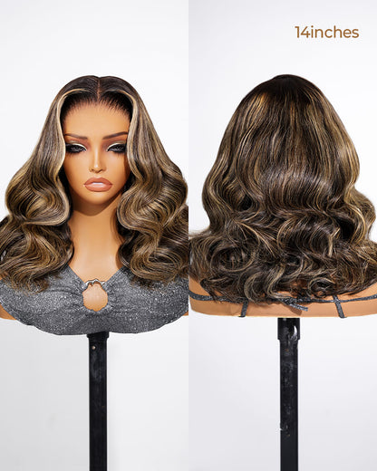 14 inches ombre platinum blonde balayage front view and back view