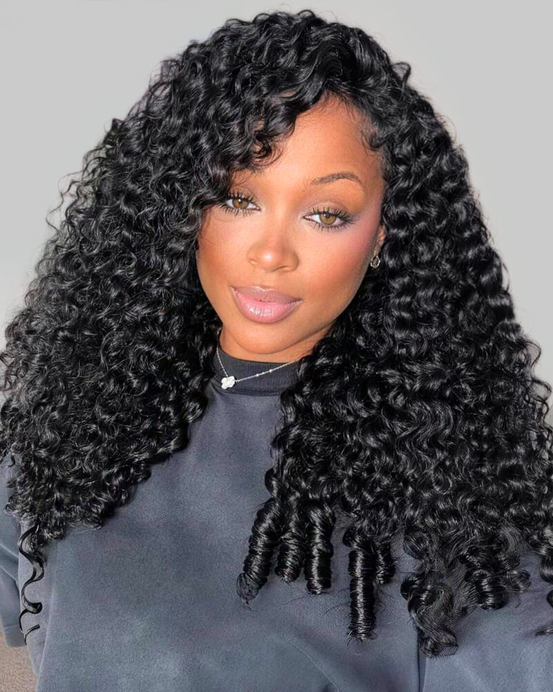 Arabella 13x6 Three-Go™ Natural Black Glueless Wig Jerry Curly with Burmese Curly With Drawstring 100% Human Hair Wig