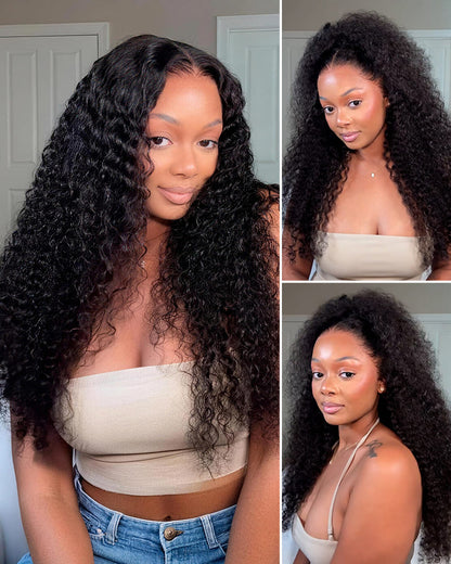 Arabella 13x6 Three-Go™ Natural Black Glueless Wig Jerry Curly with Burmese Curly With Drawstring 100% Human Hair Wig