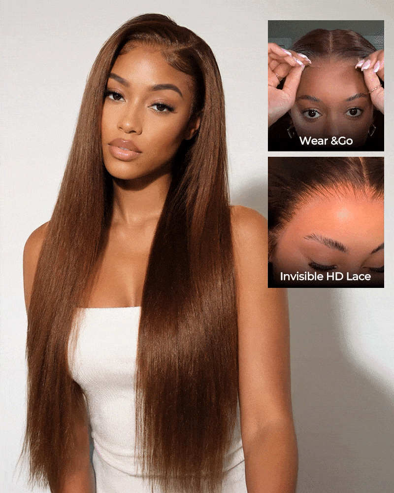 Arabella Zerowear™ 13x6 Invisible HD Lace Chocolate Brown Glueless Wig Silky Straight With Drawstring 100% Human Hair Wig
