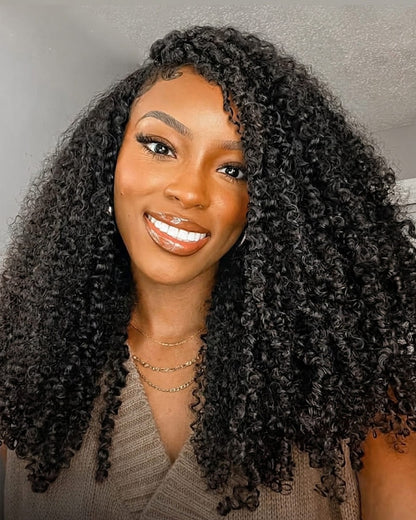 Arabella Zerowear™ 13x6 Invisible HD Lace Glueless Wig Afro Curly With Drawstring Natural Black 100% Human Hair Wig