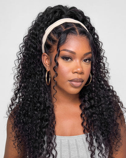 Arabella Water Wave Ponytail Natural Black Hair Extensions Instant Volume 100% Human Hair