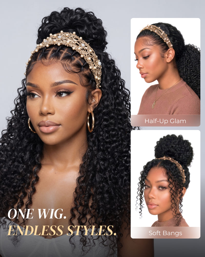 Arabella Water Wave Ponytail Natural Black Hair Extensions Instant Volume 100% Human Hair
