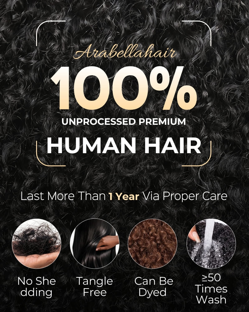 Arabella V-Part Natural Black Afro Kinky Curly Wig + Crochet Hair Invisi Drawstring Upgrade Clip