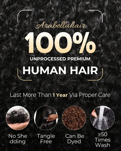 Arabella V-Part Natural Black Afro Kinky Curly Wig + Crochet Hair Invisi Drawstring Upgrade Clip