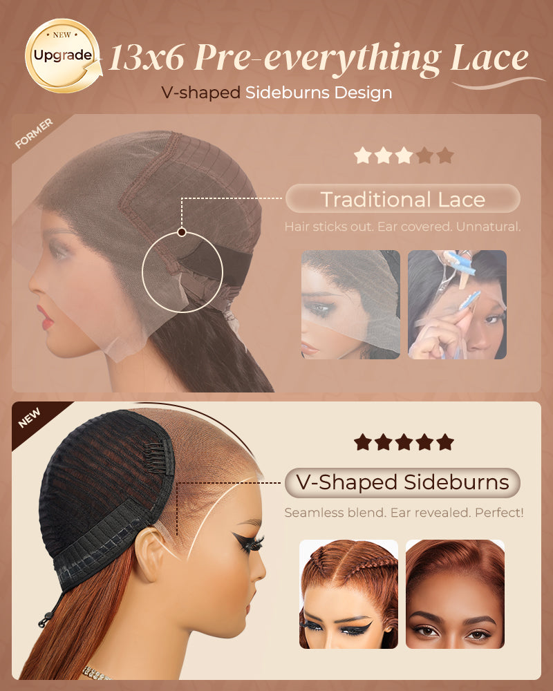 Auburn Highlights Brown Hair Glueless Wig