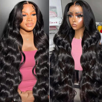 Arabella 【30" Super Sale】 6x5 Invisible Knots Glueless &amp; 13x4 Lace Front Pre-Bleached Knots Natural Black Body Wave/Straight/Curly Human Hair Wig