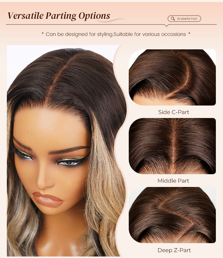 Parting Options of Blonde-Balayage-human-wig