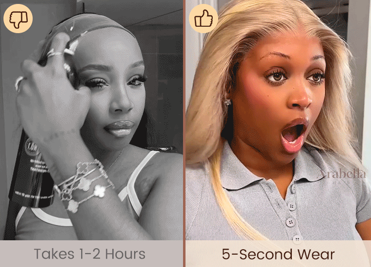 Blonde Highlight Glueless Wig Silky Straight