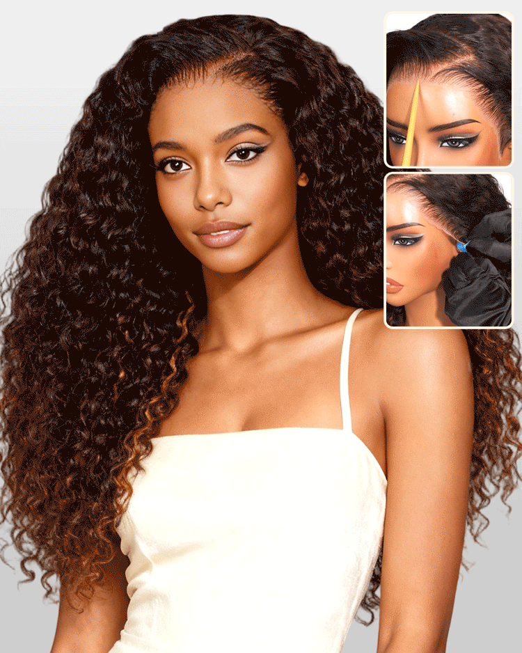 【$299 = 2 WIGS】Arabella 13x6 Three-Go™ Glueless Wig Chestnut Brown Ombre Water Wave With Drawstring For Beginner