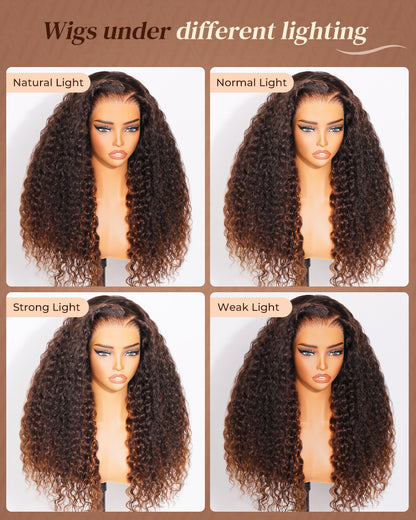 Chestnut Brown Ombre Water Wave Wig