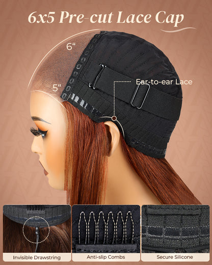 Dark Copper Ginger Glueless Wig