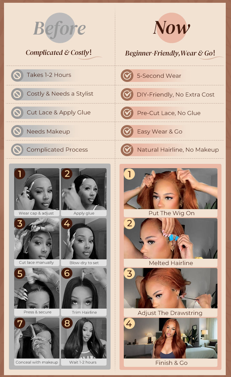 Dark Copper Ginger Glueless Wig