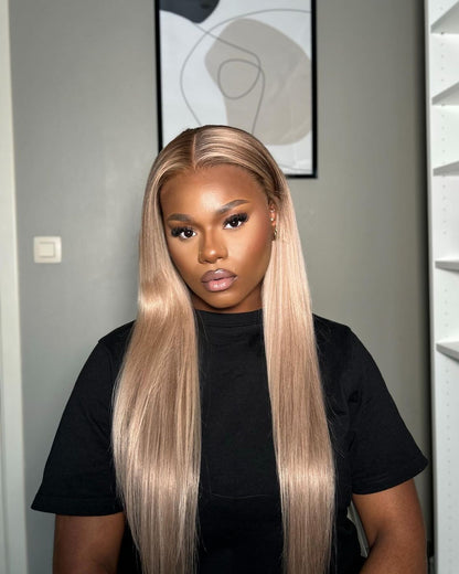 Arabella 13x6 Pre-All Glueless Ash Blonde Ombre Loose Body Wave/Silky Straight Wig Invisible Knots Realistic Hairline