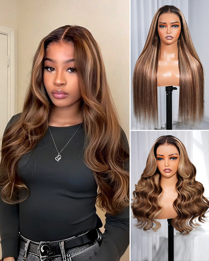 Arabella 13x6 Three-Go™ Ombre Highlight Honey Blonde Glueless Wig Body Wave With Drawstring 100% Human Hair Wig