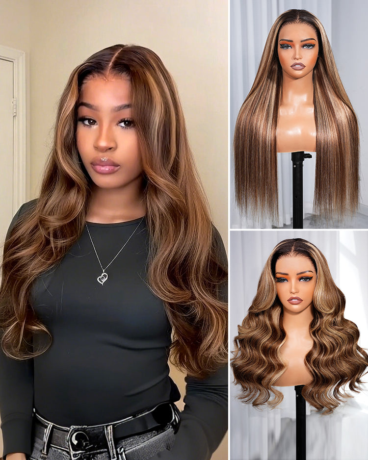 Arabella 13x6 Three-Go™ Ombre Highlight Honey Blonde Glueless Wig Body Wave With Drawstring 100% Human Hair Wig