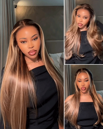 Arabella 13x6 Three-Go™ Ombre Highlight Honey Blonde Glueless Wig Body Wave With Drawstring 100% Human Hair Wig