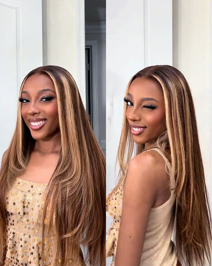 Arabella 13x6 Three-Go™ Ombre Highlight Honey Blonde Glueless Wig Body Wave With Drawstring 100% Human Hair Wig