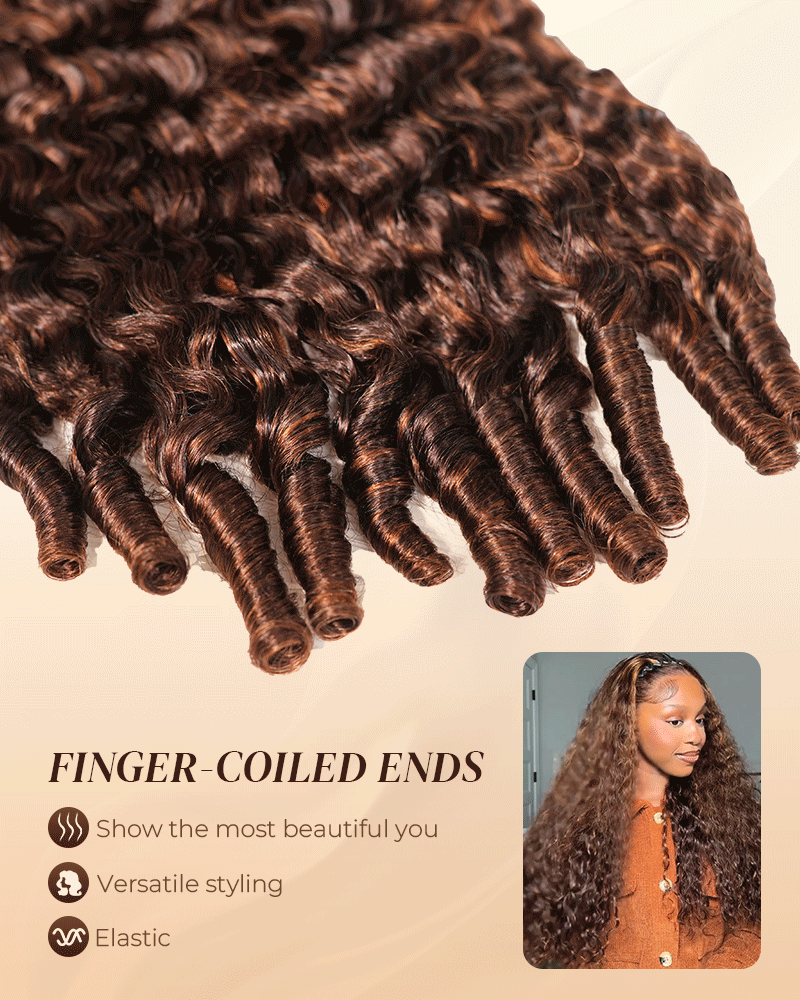 Arabella 13x6 Three-Go™ Glueless Wig Dark Brown Highlights Burmese Curly With Drawstring