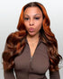 Arabella 13x6 Three-Go™ Auburn Highlights Brown Hair Glueless Wig Loose Body Wave With Drawstring