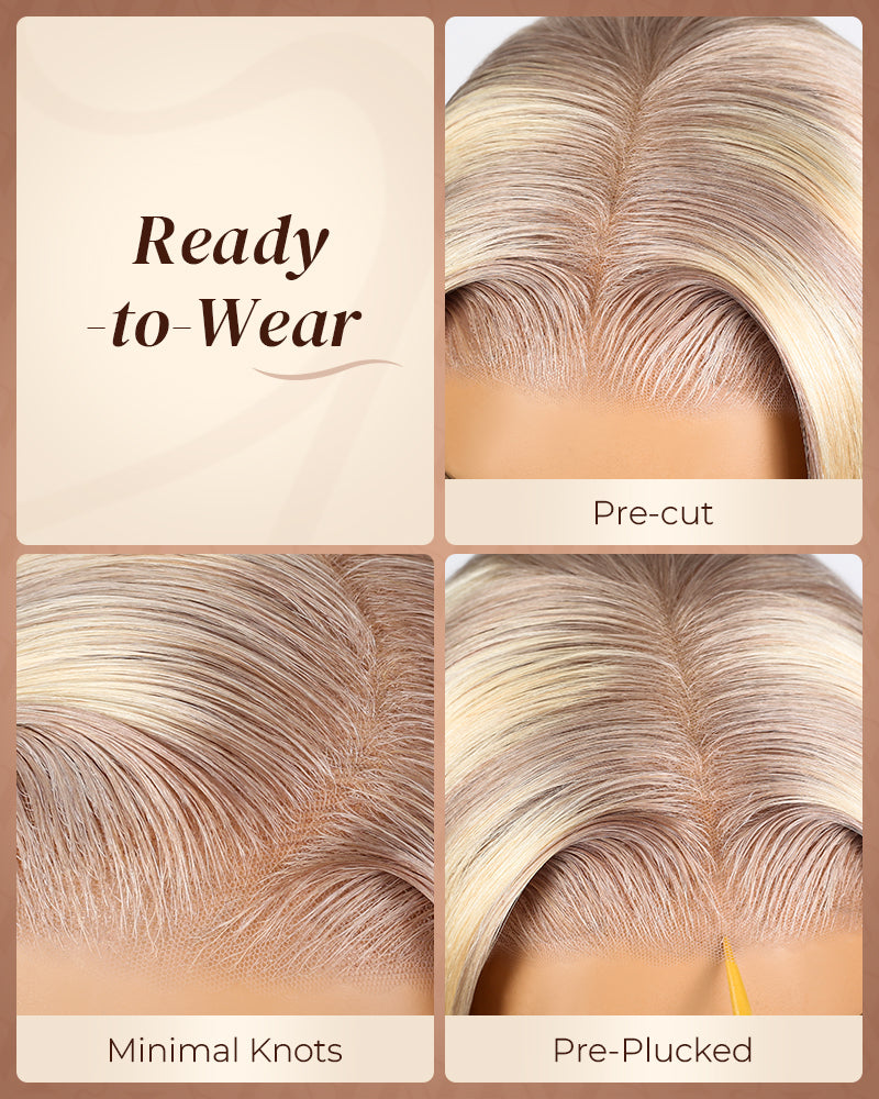 Arabella 13x6 Three-Go™ Glueless Blonde Highlight Loose Body Wave/Silky Straight Wig With Drawstring For Beginner