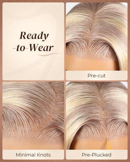 Arabella 13x6 Three-Go™ Glueless Blonde Highlight Loose Body Wave/Silky Straight Wig With Drawstring For Beginner