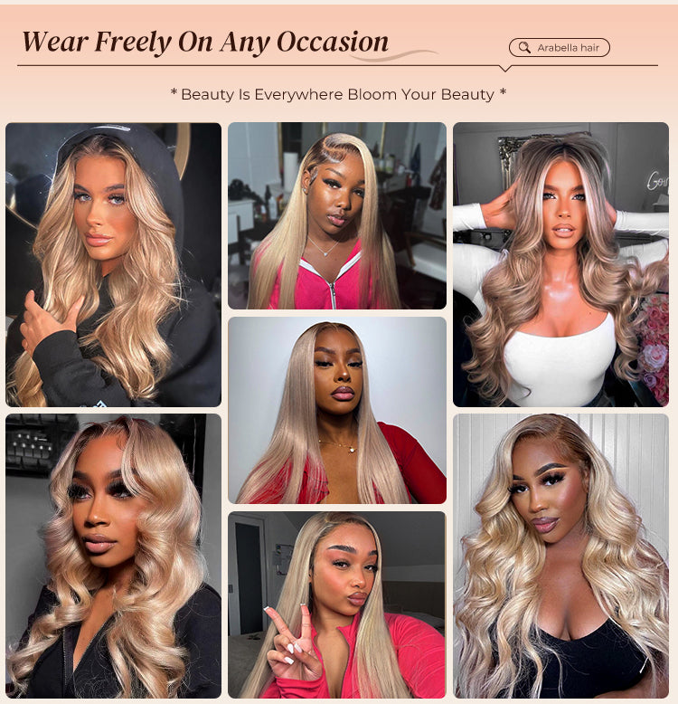 Woman Wearing Blonde Human Wig in Different Occasion