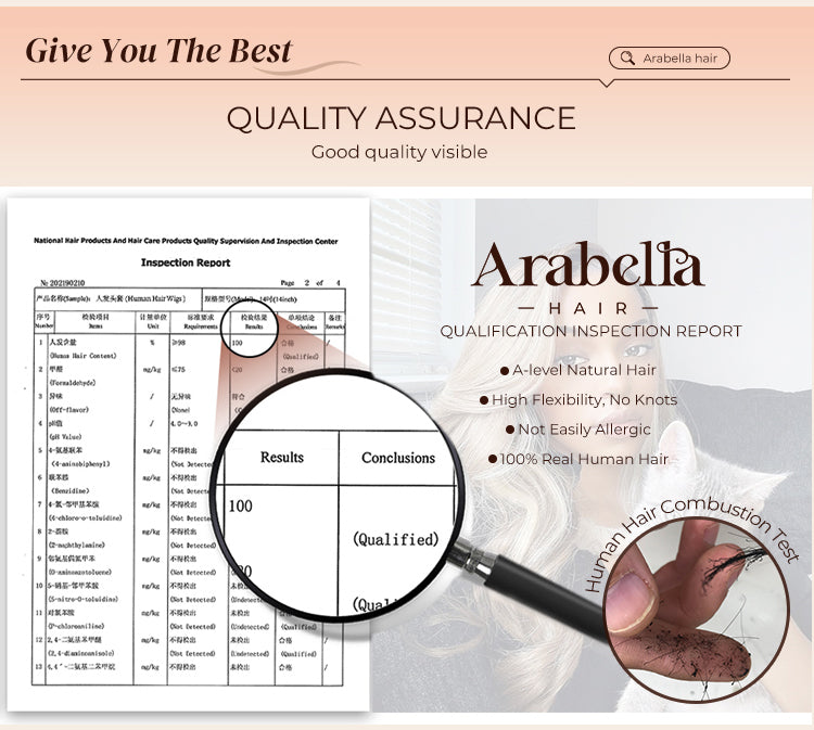 100% Human Hair Test Result of Arabella Hair