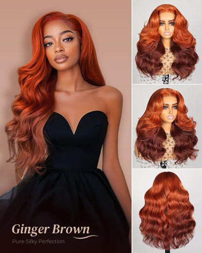 Arabella 6x5 invisible knots Glueless Ginger Ombre Loose Body Wave Wig Pre-cut Lace Beginner Friendly