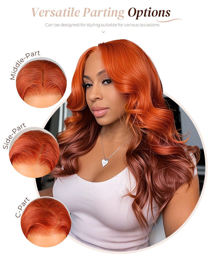 Arabella 6x5 invisible knots Glueless Ginger Ombre Loose Body Wave Wig Pre-cut Lace Beginner Friendly