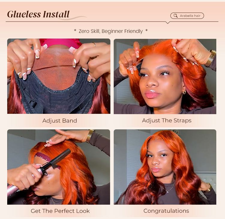 Steps to Install Ginger Brown Loose Body Wig