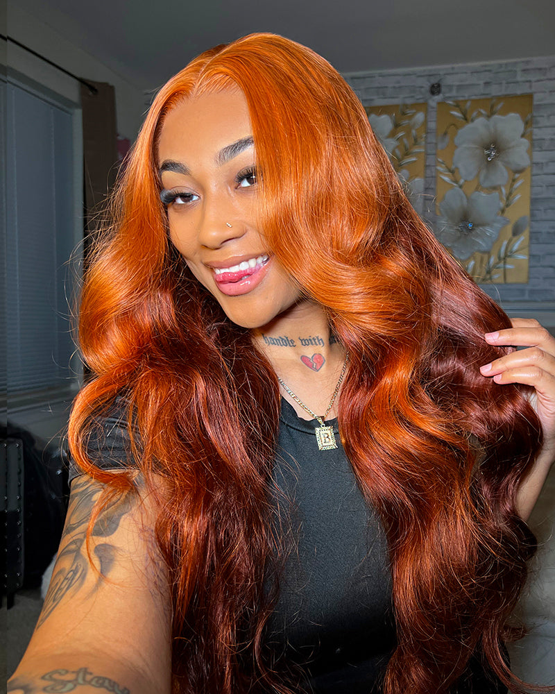 Arabella 6x5 invisible knots Glueless Ginger Ombre Loose Body Wave Wig Pre-cut Lace Beginner Friendly