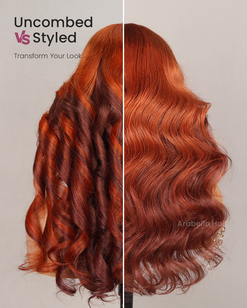 Arabella 6x5 invisible knots Glueless Ginger Ombre Loose Body Wave Wig Pre-cut Lace Beginner Friendly