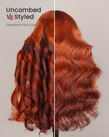 Arabella 6x5 invisible knots Glueless Ginger Ombre Loose Body Wave Wig Pre-cut Lace Beginner Friendly