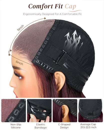 00024"=$183 | Ombre Plum Color Loose Body Wave Glueless 6x5 Pre-Cut Lace Human Hair Wig