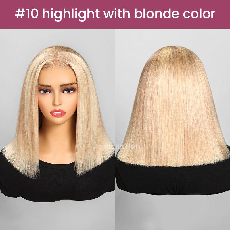 Arabella 13x4 Frontal Lace Blonde Highlight Body Wave/Silky Straight Colored Wig Invisible Knots Realistic Hairline