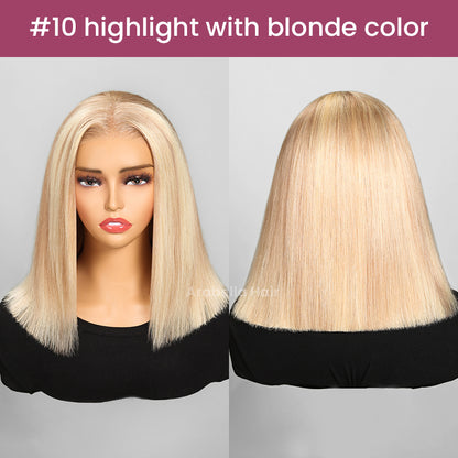 Arabella 13x4 Frontal Lace Blonde Highlight Body Wave/Silky Straight Colored Wig Invisible Knots Realistic Hairline