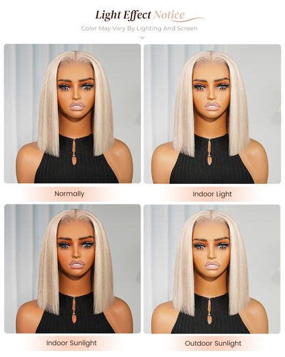 Arabella 6x5 Invisible Knots Glueless Blonde Highlight Straight Bob Wig Pre-cut Lace Beginner Friendly