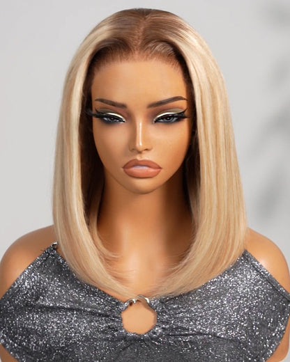 Arabella 6x5 invisible knots Glueless Loose Body Wave Bob Wig Pre-cut Lace Brown Blonde Ombre Beginner Friendly