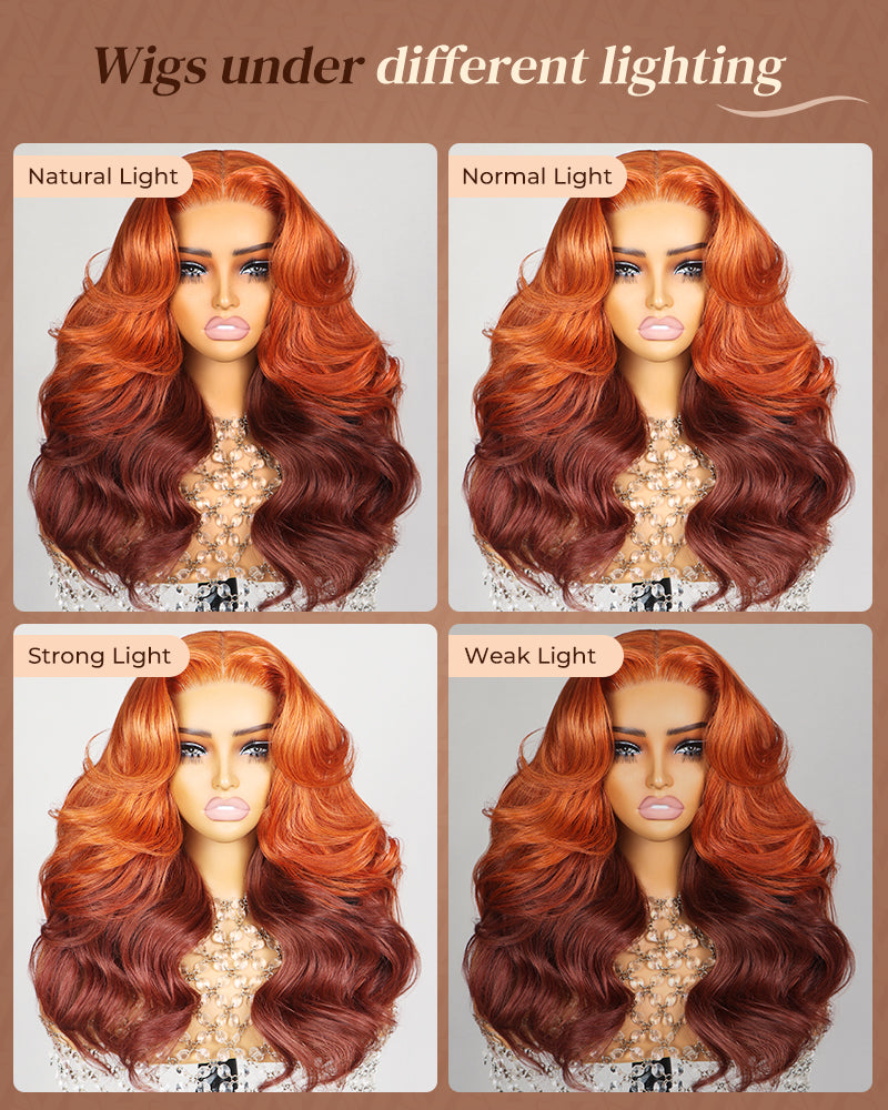 Arabella 6x5 invisible knots Glueless Ginger Ombre Loose Body Wave Wig Pre-cut Lace Beginner Friendly