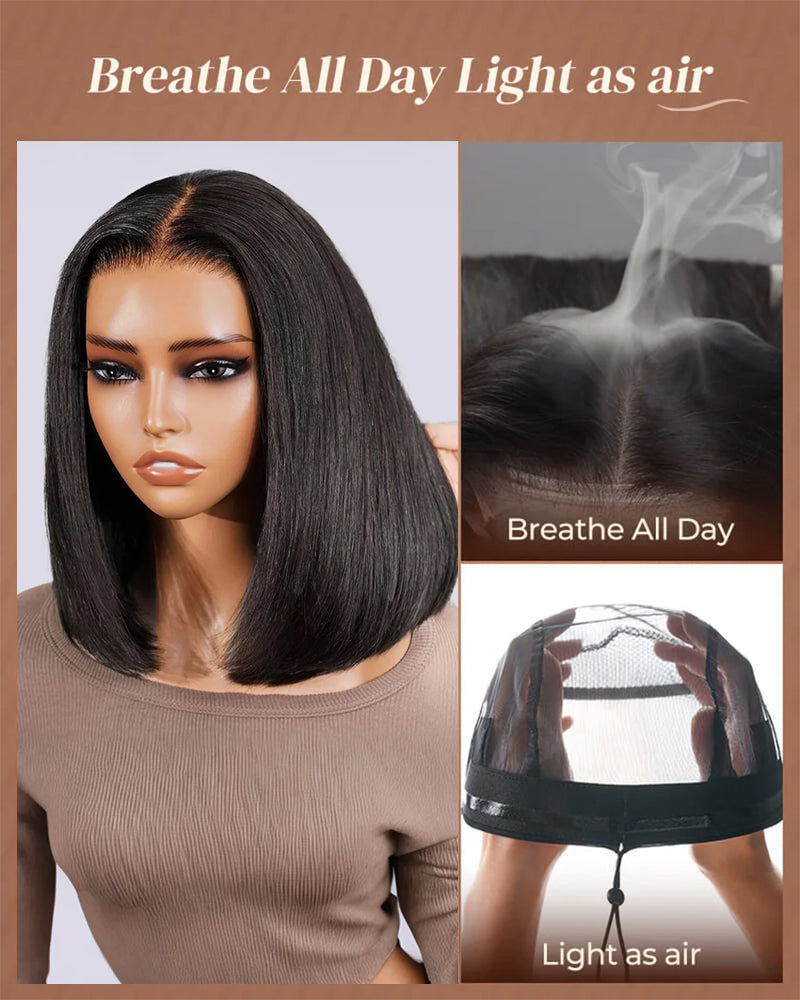 Glueless Black Straight Bob