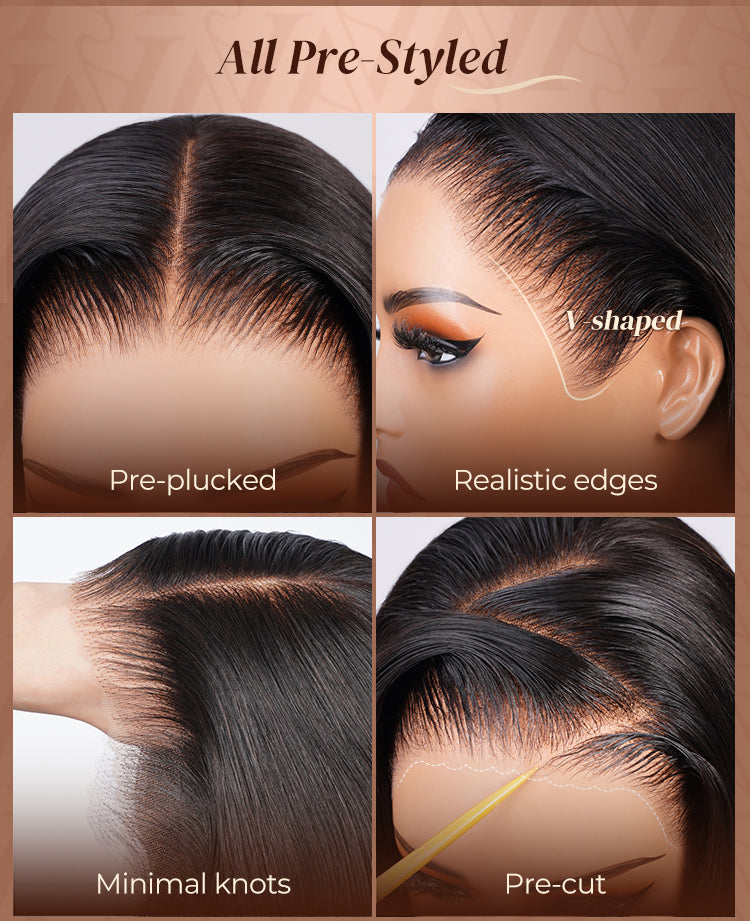 Glueless Black Straight Bob