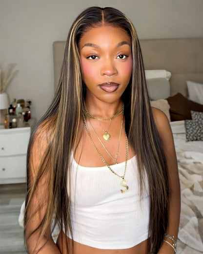 【$299 = 2 WIGS】Arabella 13x6 Three-Go™ Balayage Highlight Glueless Wig Silky Straight With Drawstring 100% Human Hair Wig