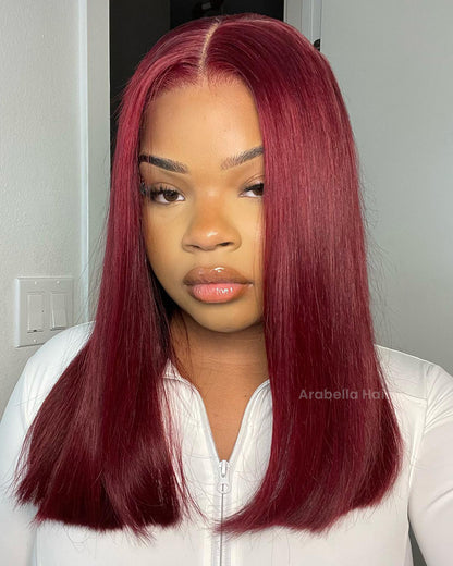Arabella 6x5 invisible knots Glueless Burgundy Straight Wig Pre-cut Lace Beginner Friendly