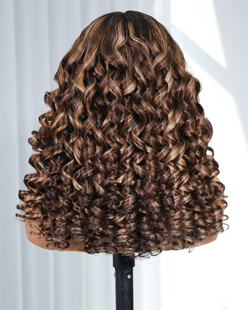 Arabella 13x6 Three-Go™ Ombre Highlight Honey Blonde Glueless Wig Wand Curl With Drawstring 100% Human Hair Wig