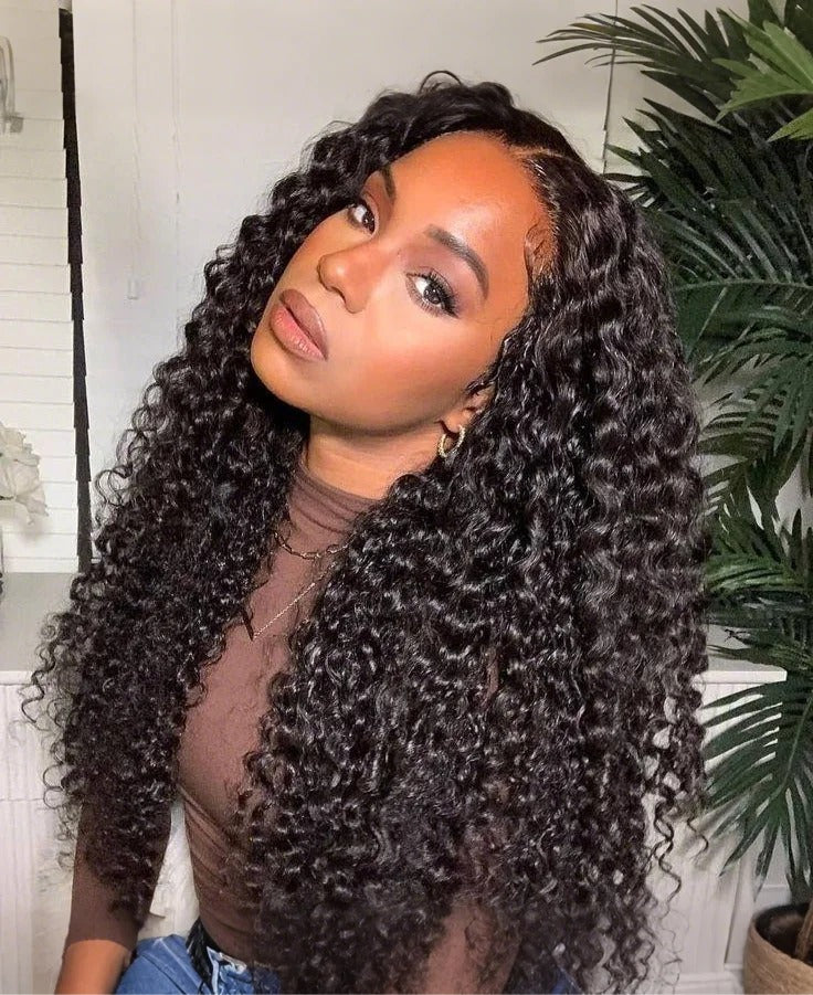 Arabella 6x5 invisible knots Glueless Jerry Curly Wig Pre-cut Lace Natural Black Beginner Friendly