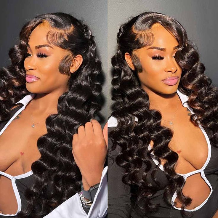 Arabella 【30" Super Sale】 6x5 Invisible Knots Glueless &amp; 13x4 Lace Front Pre-Bleached Knots Natural Black Body Wave/Straight/Curly Human Hair Wig Loose Wave
