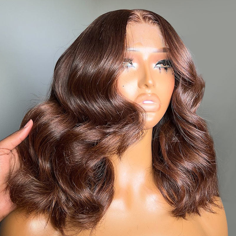 Arabella 6x5 invisible knots Glueless Chocolate Brown Wig Loose Body Wave Wig Pre-cut Lace Beginner Friendly